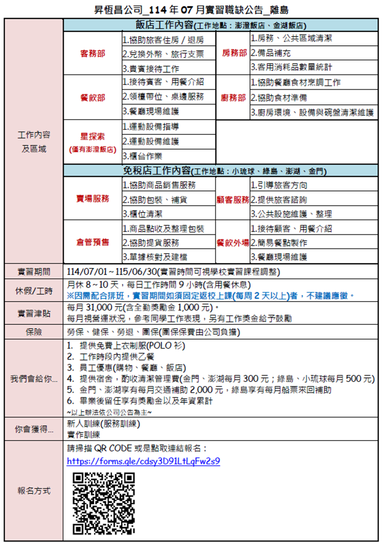 【公告】昇恒昌-114年07月實習職缺 - 中原大學工業與系統工程學系